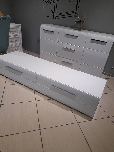 Комод «Домино» 2 двери 3 ящика, без стекла - Белый глянец